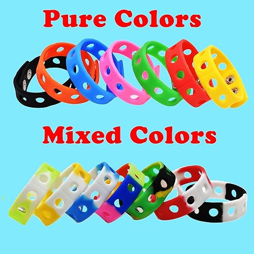 Miniatura 2 de Papacharms 10203050 pulseras de 7 pulgadas, pulseras de silicona de colores aleatorios, pulsera ajustable mezclada con bonito dije con agujero para
