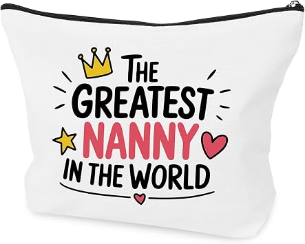 Nanny Birthday Gifts,Best Nana Nanny Gifts for Mothers Day from Grandchildren,Nannie Birthday Christmas Presents for Nan Makeup Bag Nannys' Nana Presents Cosmetic Bags from Grandson Granddaughter