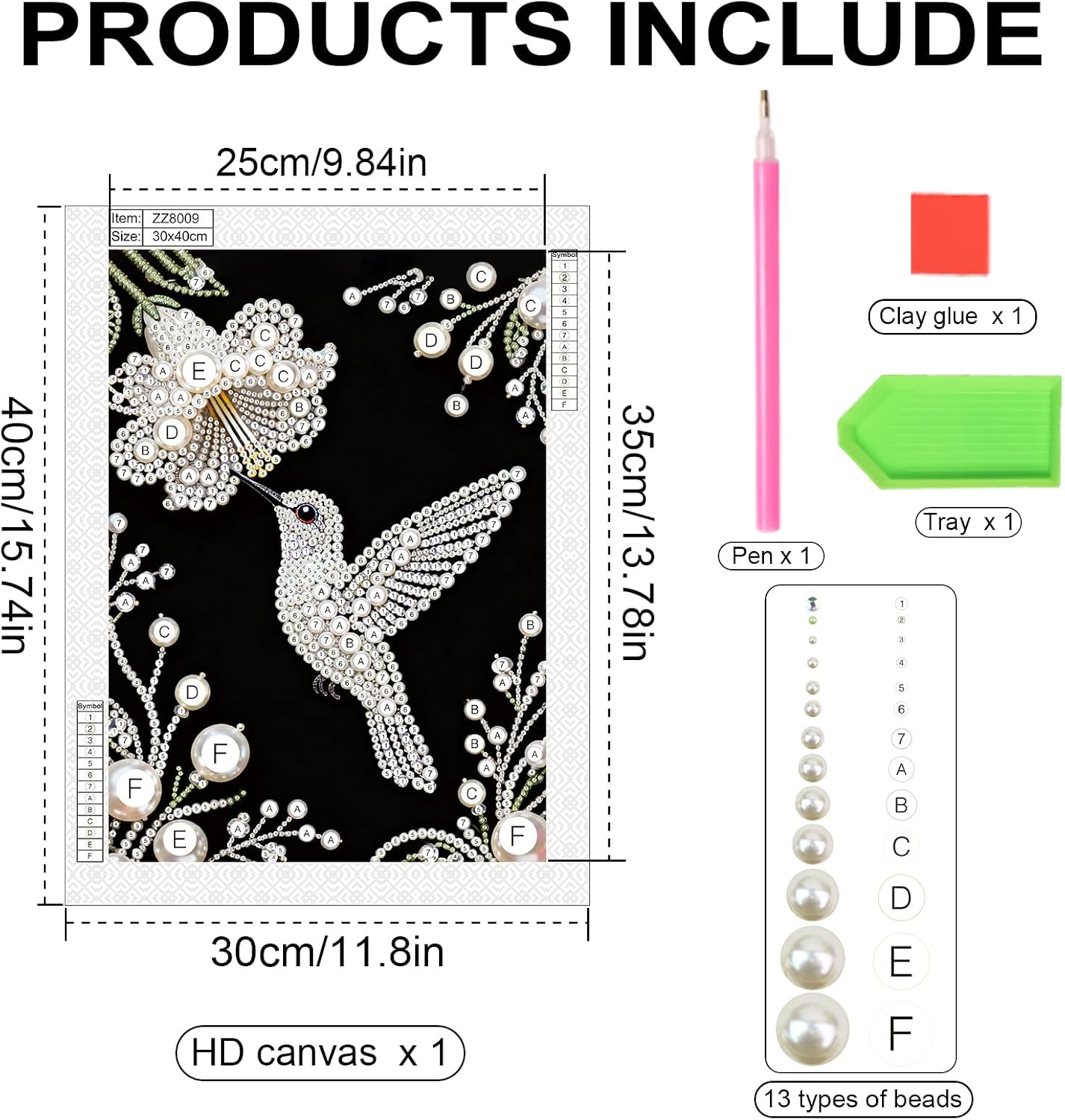 WSLWXSHM Hummingbird Pearl Diamond Painting Kits for Adults, 5D Special Shape Diamond Art Kits for Beginners, Crystal Rhinestones Diamond Painting for Home Wall Decoration Gift 12×16inch/30×40cm, Bird