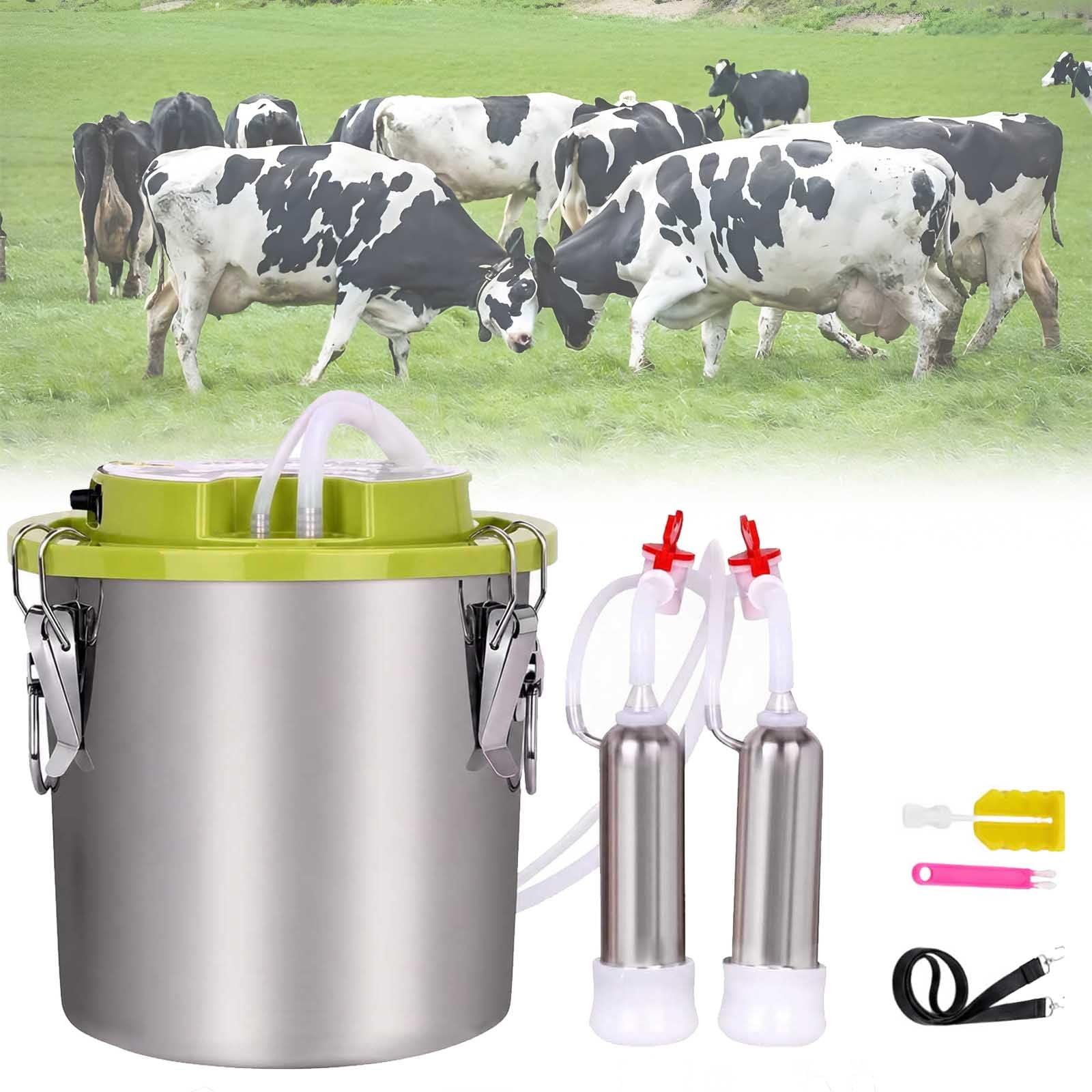 aromaoveite Cordless Milking Machine For Cows, 48w Electric Cow Milker With Adjustable Pulsation, 12l/16l 304 Stainless Steel Bucket And Auto Stop, Portable Dairy Farm Milking Equipment 12L-A