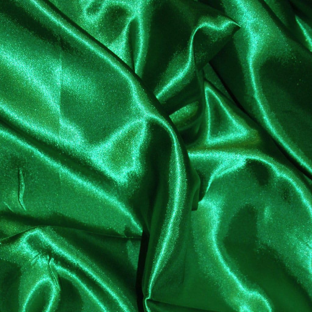 CQL Satin Fabric by The Metre – 60 Inch Wide Satin Roll for Wedding Dresses, Bespoke Tailoring & Decoration Projects – Soft, Smooth, Silk-Like Finish(Emerald Green,25 Metre)