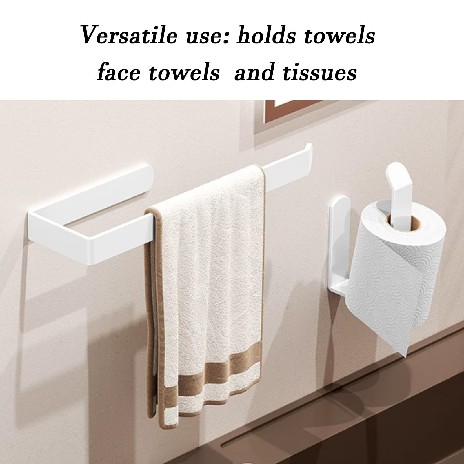Porta carta igienica da parete, installazione adesiva, supporta fino a 10 kg, ideale per bagno e cucina, design senza fori, dimensioni compatte