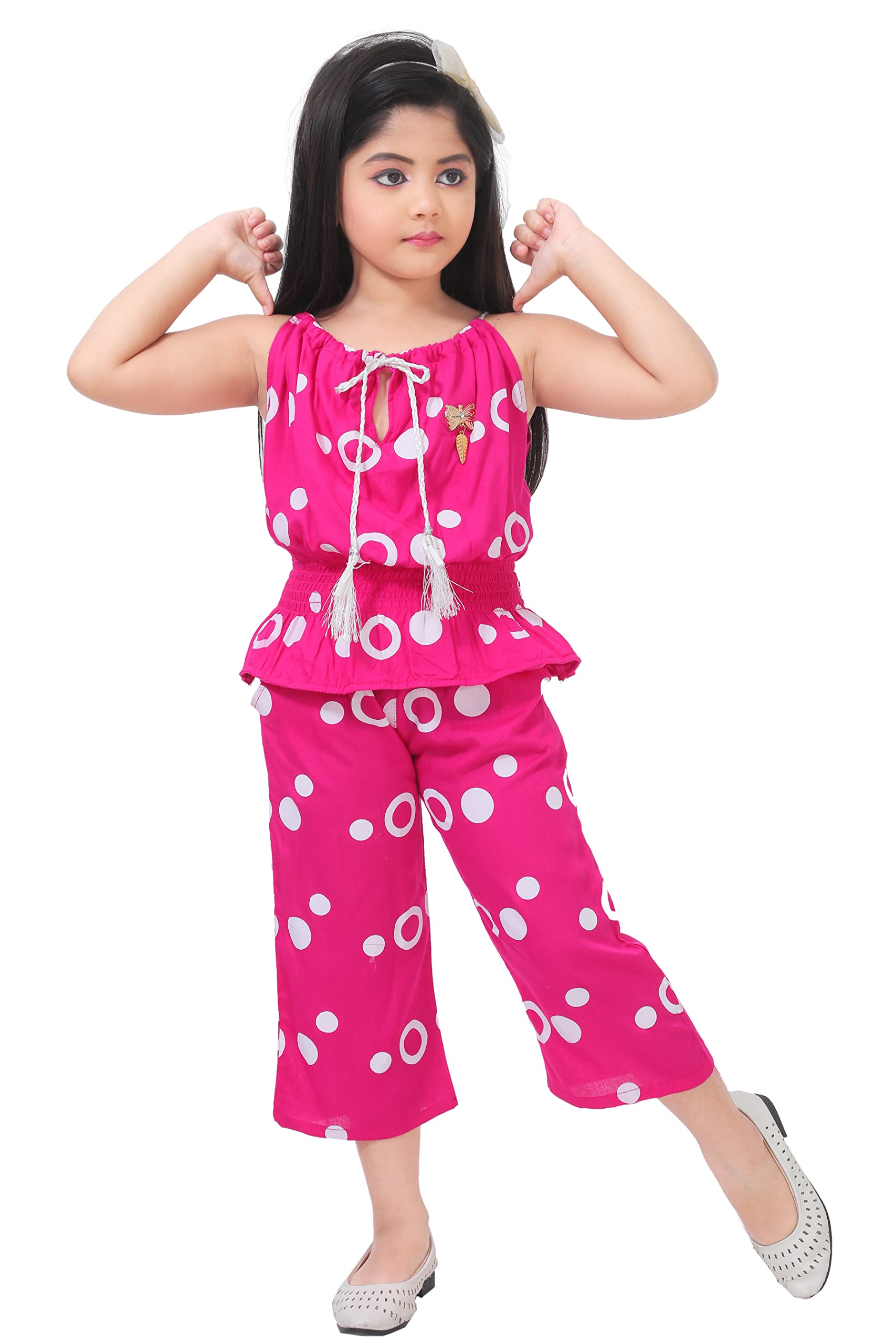 linkkart fashion Girls' Teal Polka Dot Jumpsuit, Sleeveless, Elasticated Waist, 100% Rayon Cotton-picture-19