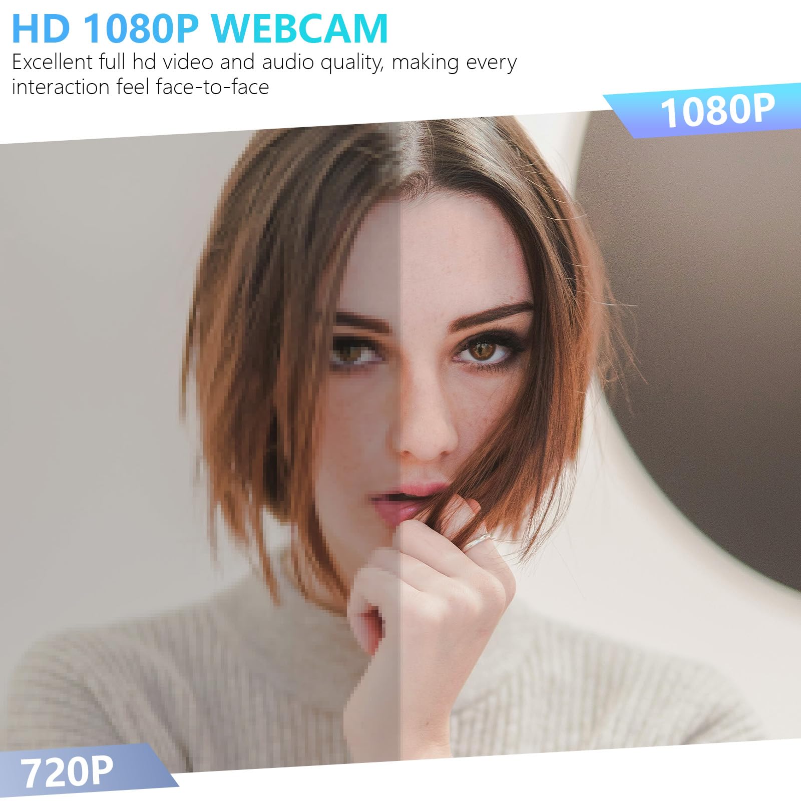 Akyta Cámara web 1080P con micrófono, cámara web con micrófono con cancelación de ruido/cubierta de privacidad/soporte/adaptador y gran angular de 110°, cámara web USB para computadora de escritorio