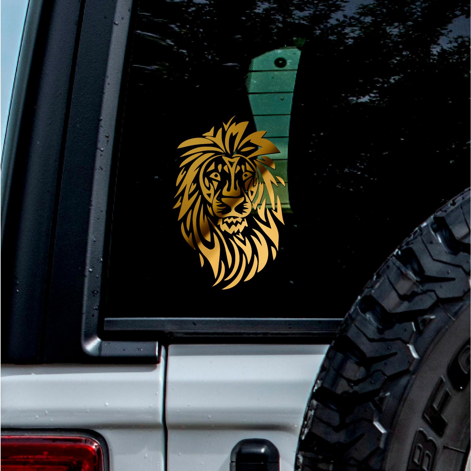 Transparent Decal Stickers of Lion (Metallic Gold) Premium Waterproof Vinyl Decal Stickers for Laptop Phone Accessory Helmet Car Window Mug Tuber Cup