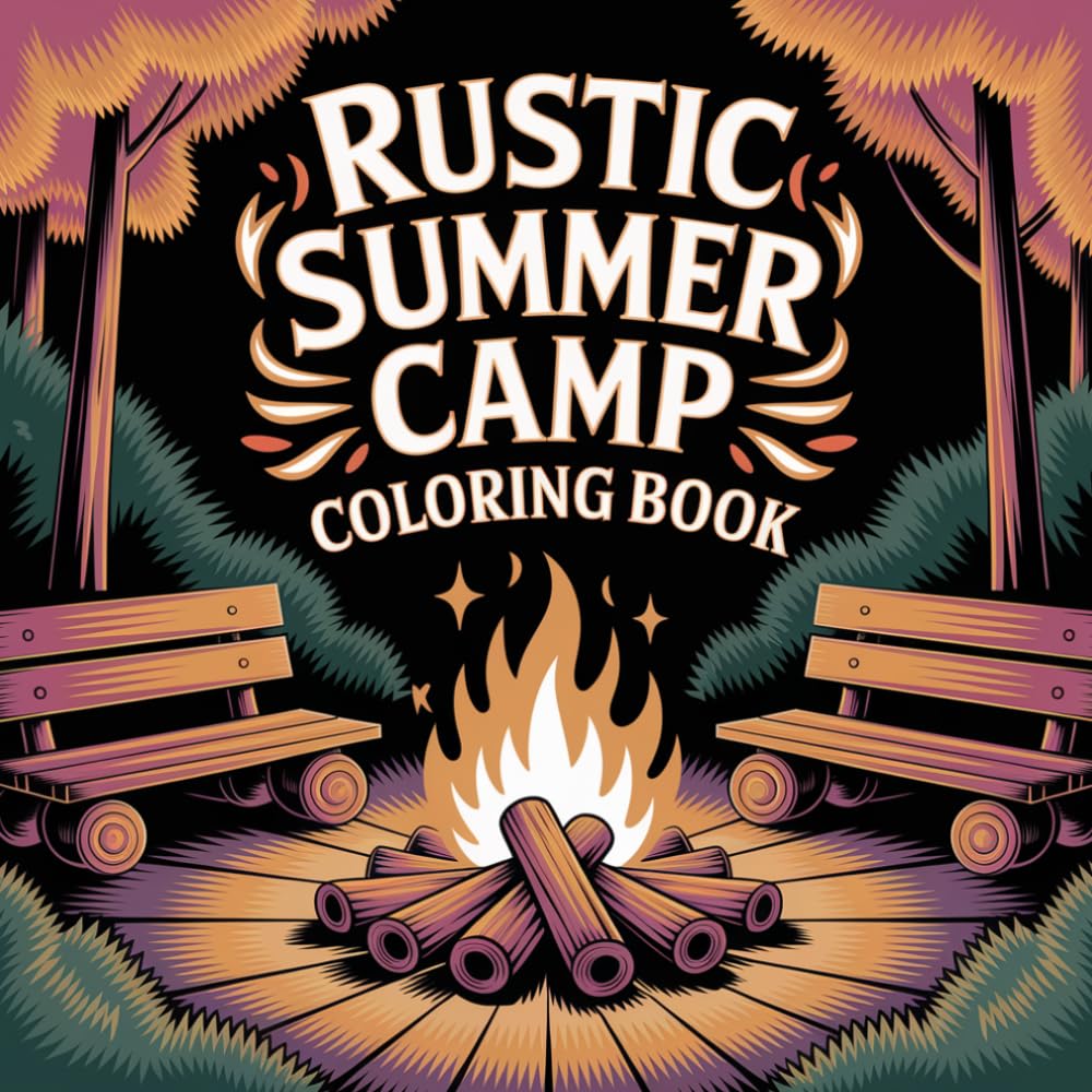 Rustic Summer Camp Coloring Book: Bold and Easy Designs for Adults and Seniors: Simple Large Print Coloring Pages Featuring Campfires, Cabins, Pine ... Scenes for Relaxation and Stress Relief