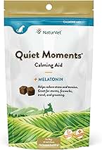 NaturVet Quiet Moments Calming Dog Supplement, Dog Soft Chews with Melatonin to Help Reduce Stress from Storms, The Vet, Fireworks, and Travel, Bacon and Chicken Flavored Pet Supplement, 65 Count