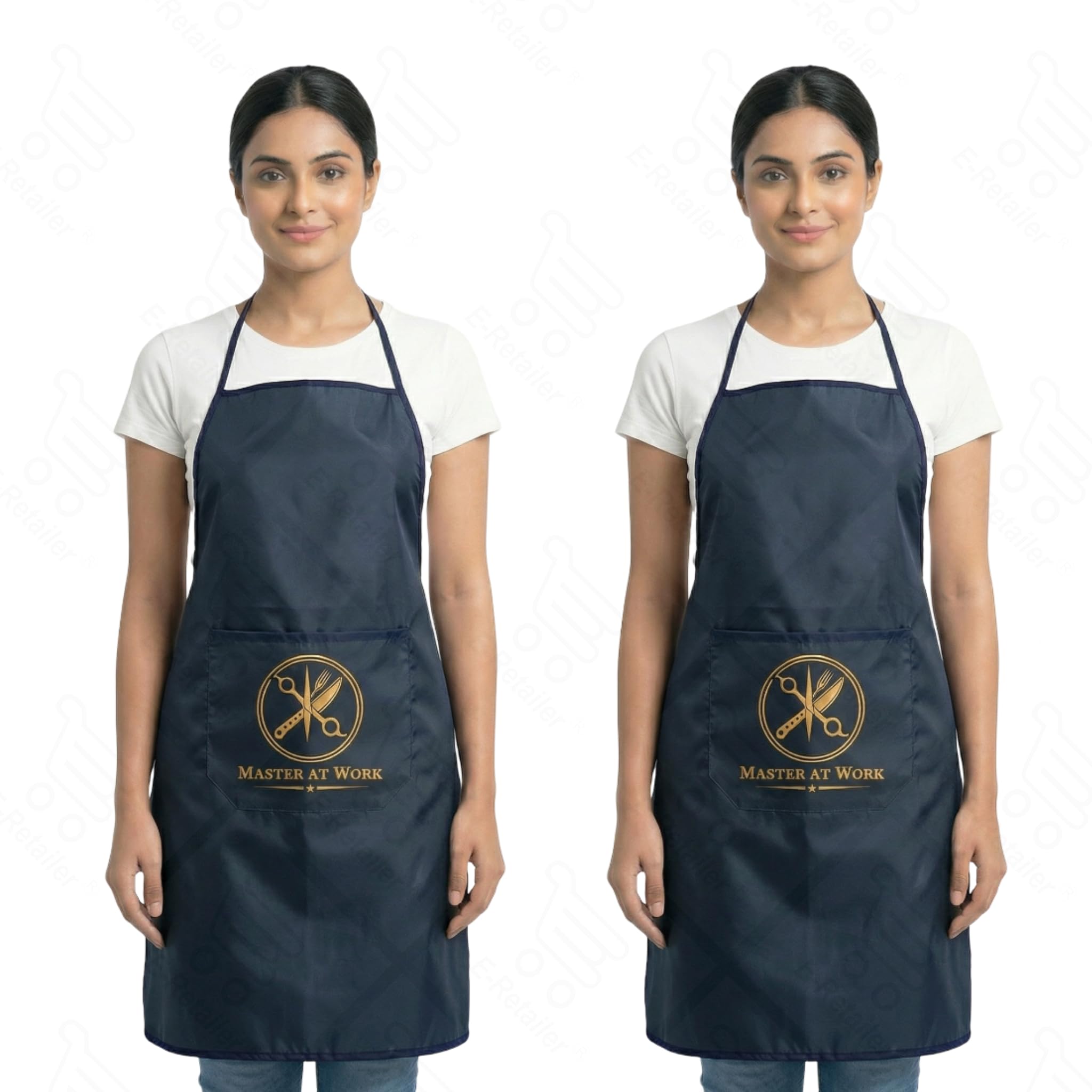 E-Retailer Waterproof Kitchen Apron for Men & Women | Premium Fabric with Front Pocket | Oil Stain Resistant Cooking Apron for Kitchen Salon Cafe Restaurant Baking Gardening | Universal Fit