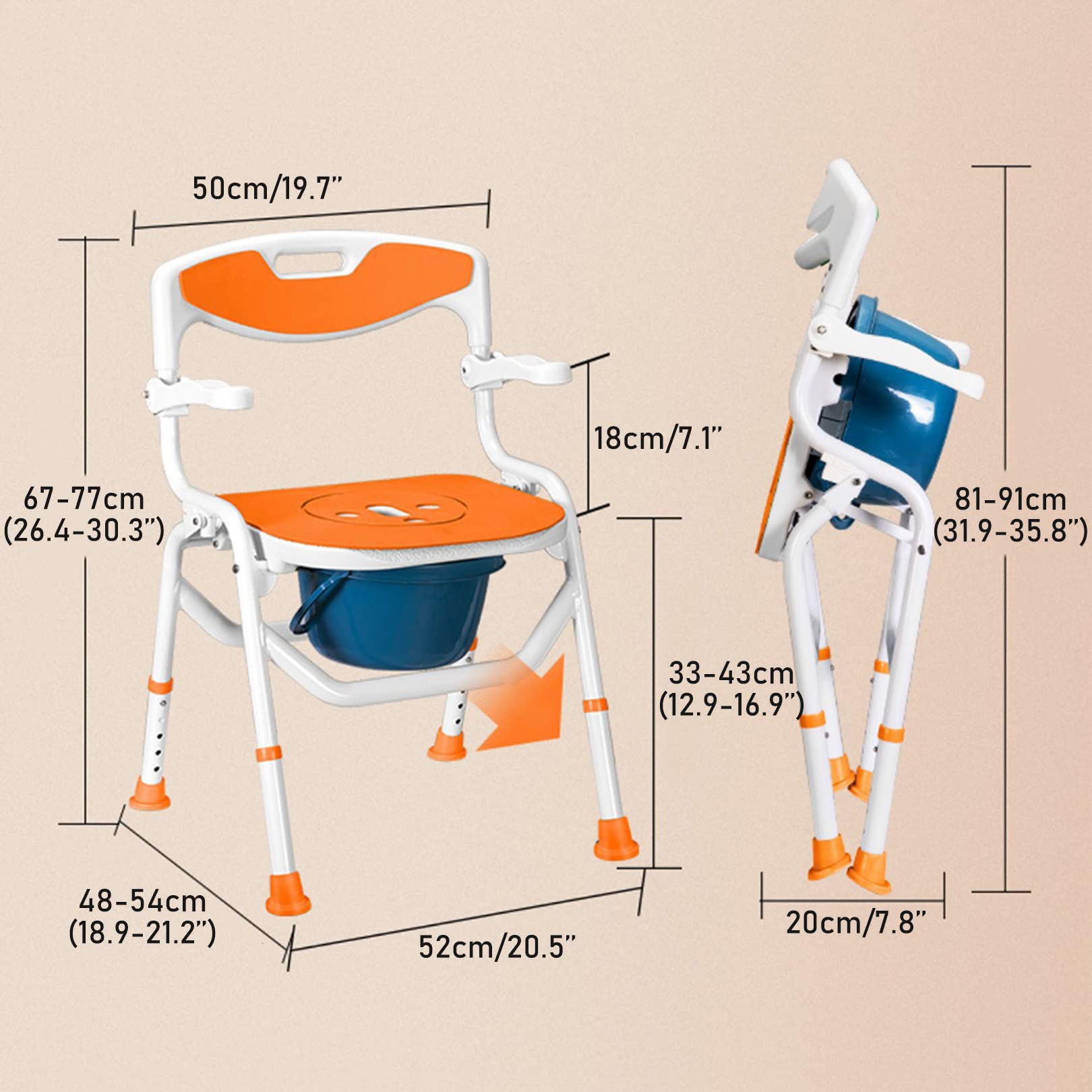 Sedia da Doccia per Doccia Interna, Panca da Doccia per Anziani E Disabili, Sedia da Bagno per Doccia Resistente con Braccioli E Schienale, Sedia Comoda per WC(D