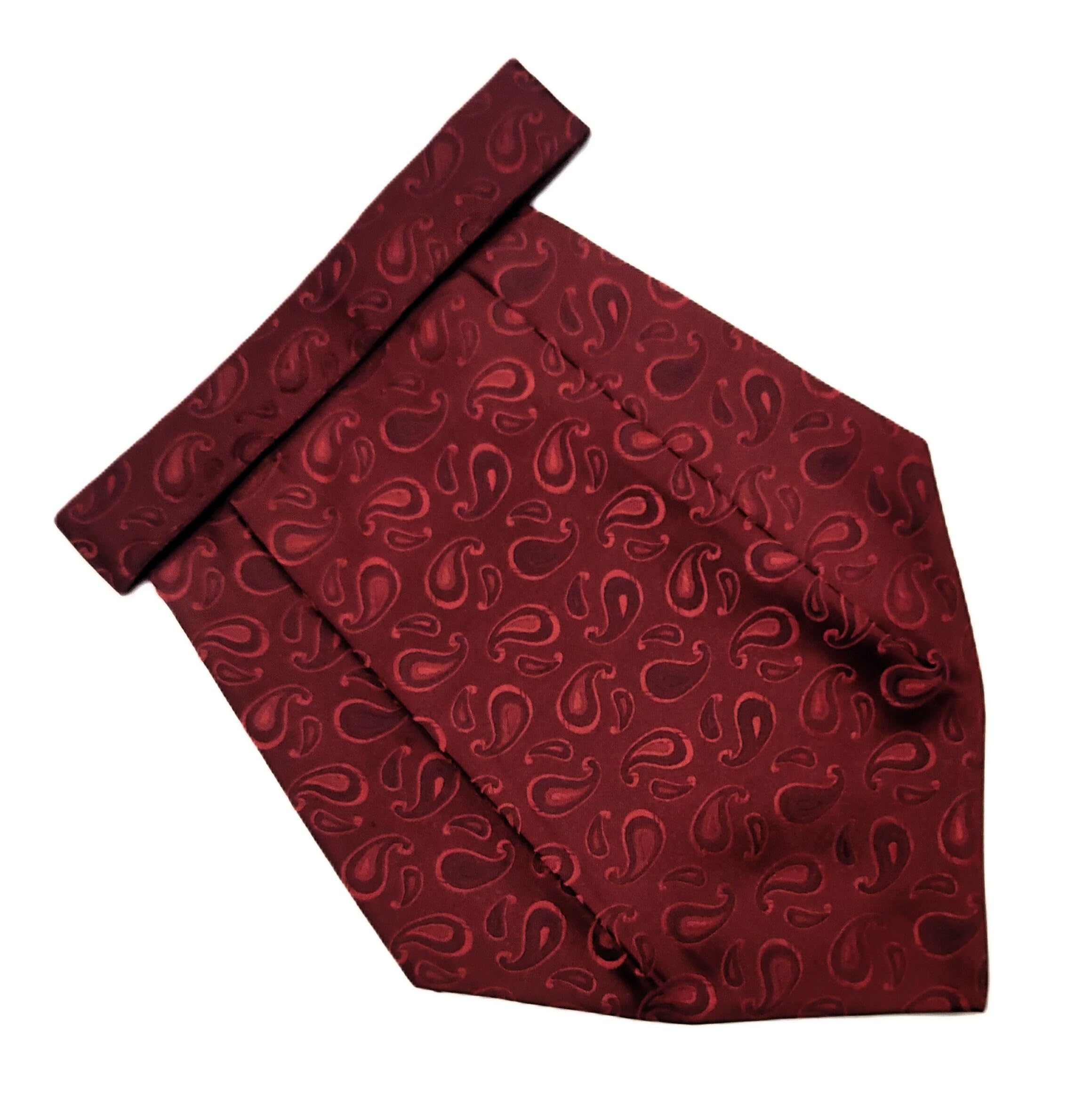 France Mens Paisley Cravat Ascot Neck Tie Free Size Microfiber Fabric Color (Burgundy)-image-4