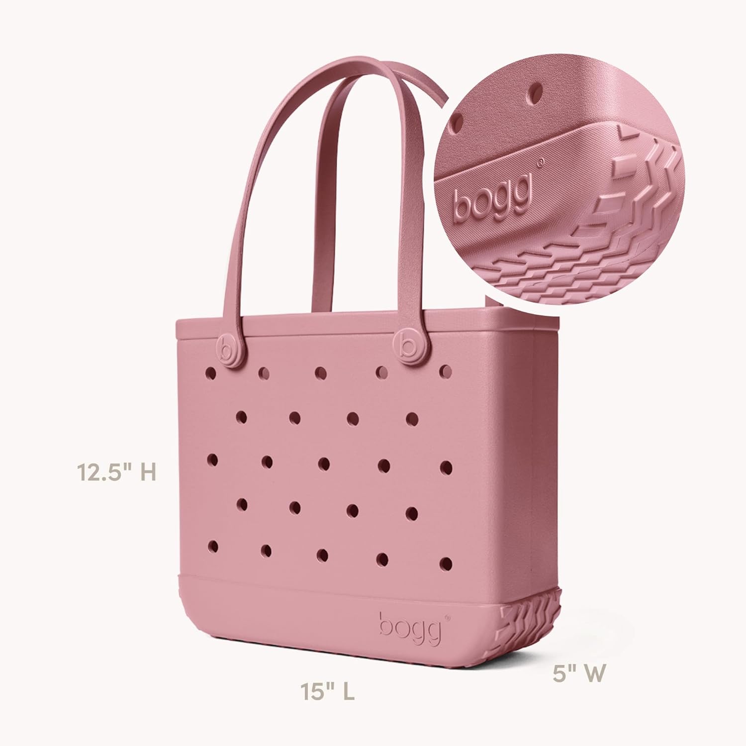 BOGG BAG Medium Tote – 15” x 12.5” x 5” – Durable, Washable, Tip-proof – Beach, Pool, Boat, Work, Sports (Blushing)