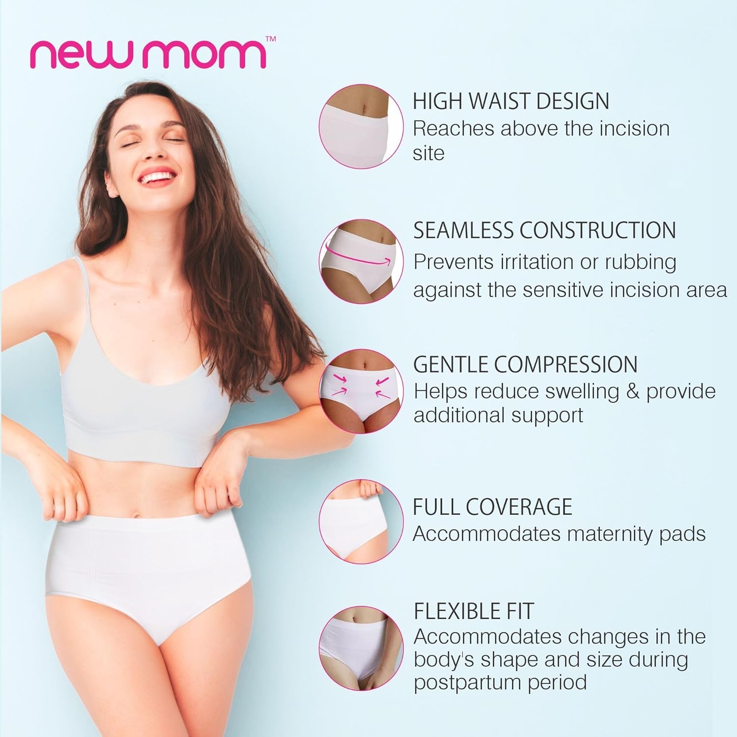 NewMom Caesarean Panty – White-Black (M) Pack of 2 - Image 4 thumbnail
