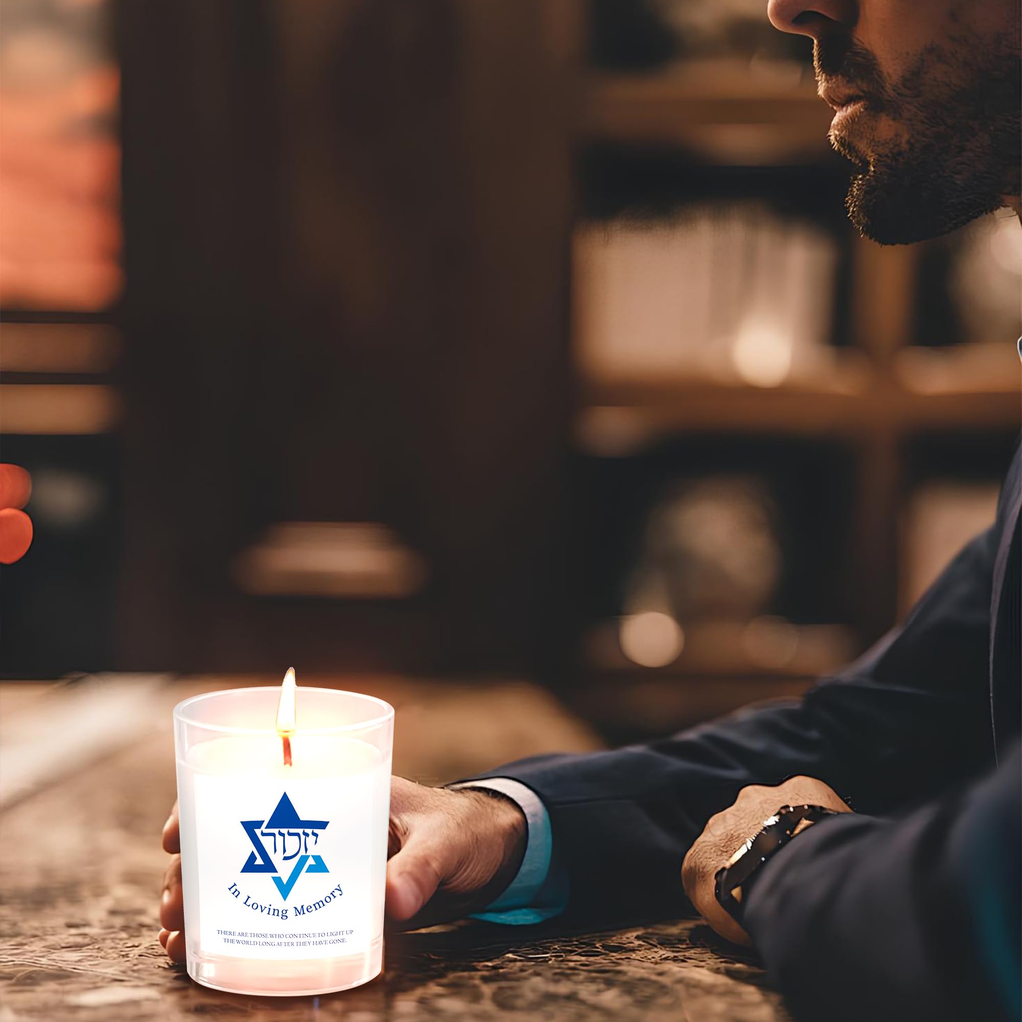 Yahrzeit Świece – świece pamiątkowe Yahrzeit, świece pamiątkowe na utratę ukochanej osoby, żydowskie świece pamiątkowe, naturalna świeca z wosku sojowego, ręcznie nalewana 170 ml