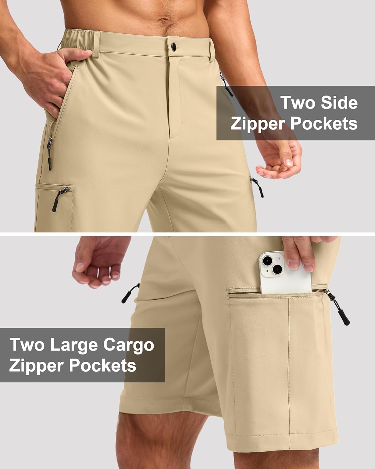 G Gradual Mens Hiking Cargo Shorts with 4 Zipper Pockets 9" Quick Dry Lightweight Casual Work Shorts for Men Golf Fishing - Image 6