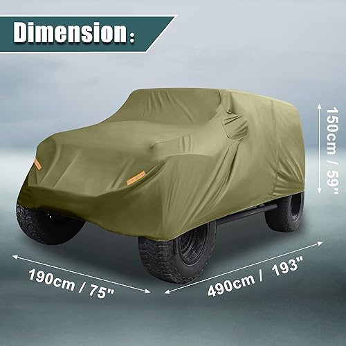 Miniatura 8 de X AUTOHAUX Funda de automóvil SUV apta para Jeep Wrangler JK JL 4 puertas 2007-2021 para exteriores, impermeable, protección contra el sol, el