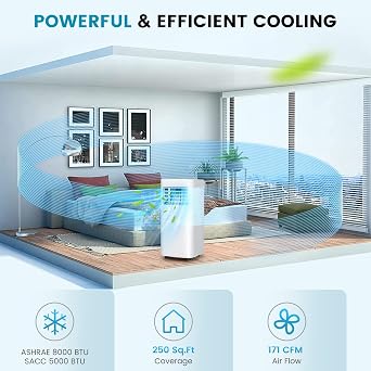 PETSITE 8000 BTU Portable Air Conditioner, 3 in 1 AC Cooling Unit with Remote Control, Dehumidifier, Sleep Mode, Window Kit, Personal AC Unit for Bedroom