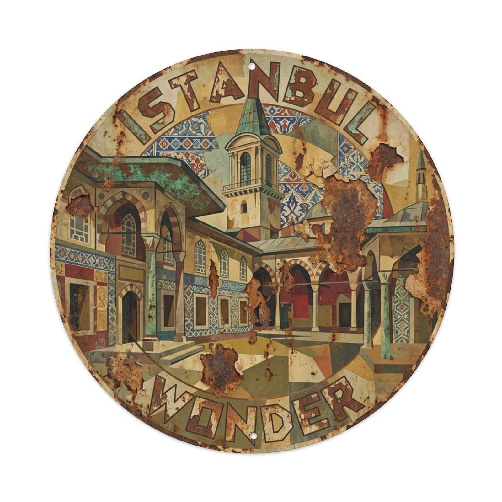 Vintage Travel Istanbul Turkey Wonder Vintage Metal Tin Sign Plaque Wall Decor for Cafe, Club Bar, Office, Garden Metal Poster 8x8Inch