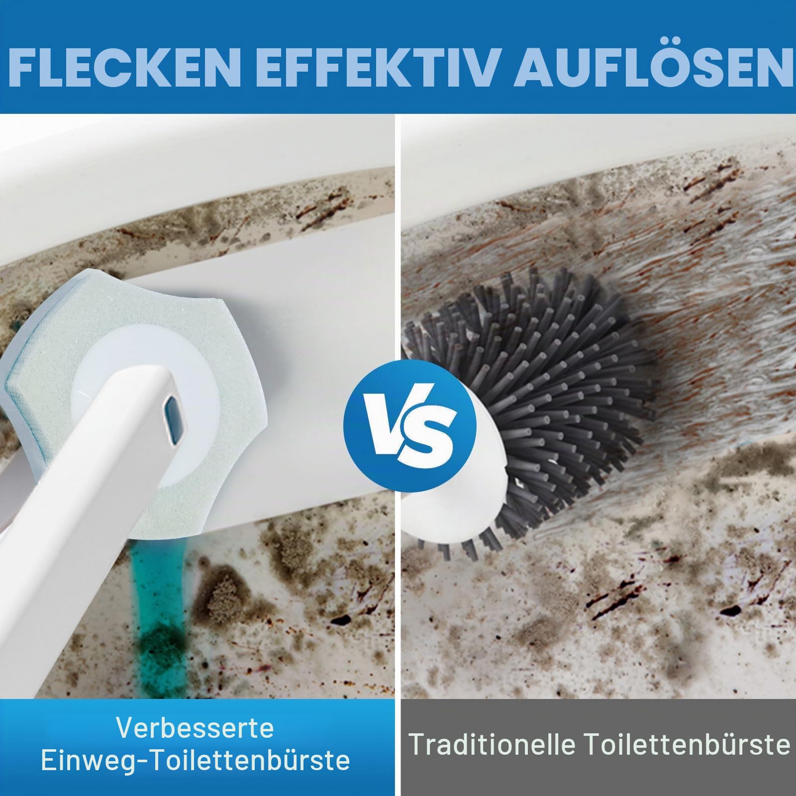 Set mit 32 wiederverwendbaren Toilettenbürsten-Ersatzköpfen für Badezimmer- und WC-Reinigung (nicht kompatibel mit anderen Marken von Toilettengriffen)