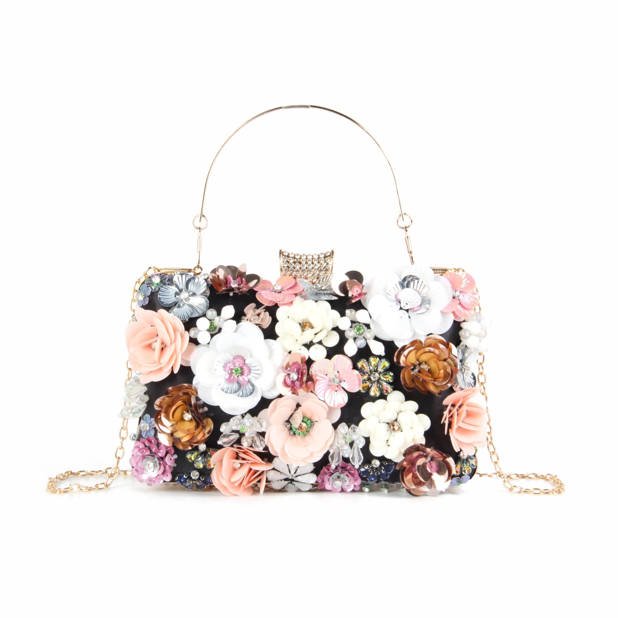 LanpetWomen Clutches Flower Evening Handbag Chain Strap Shoulder Bag