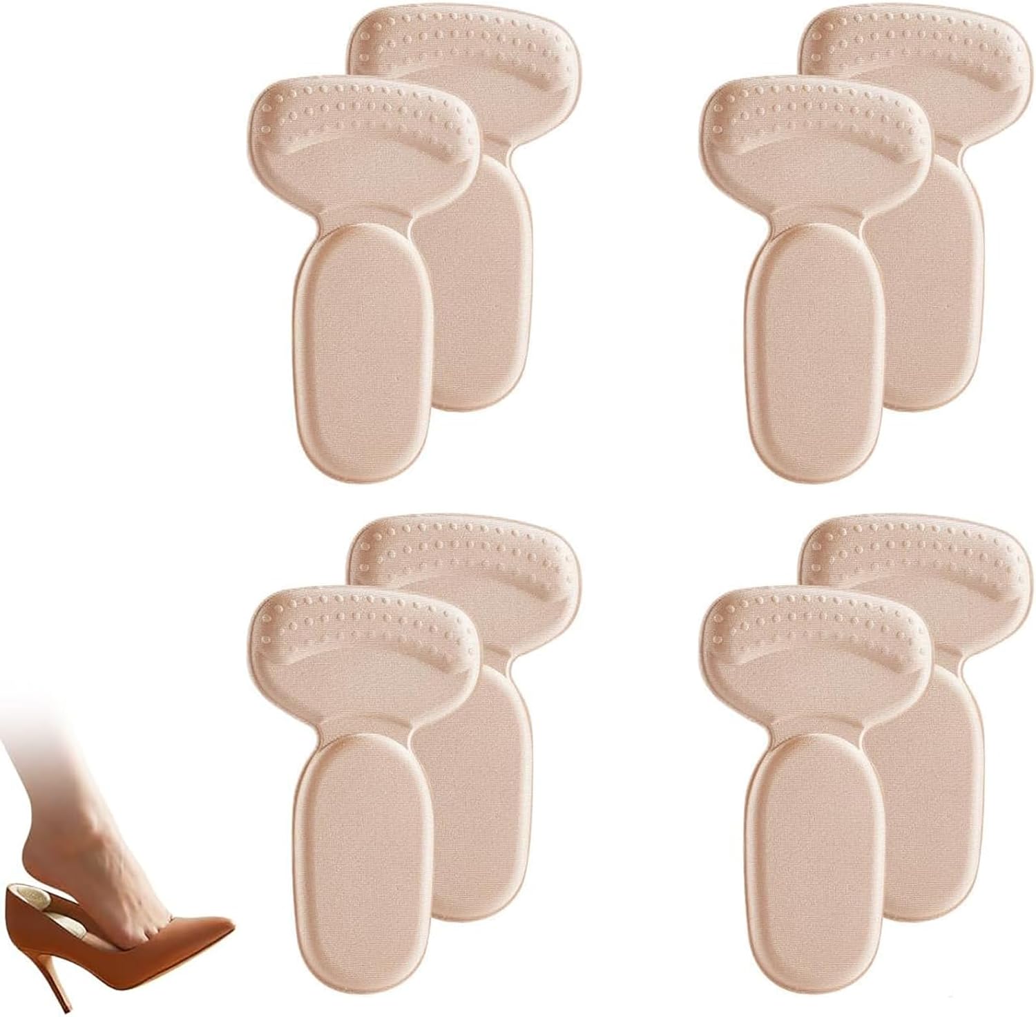 Heel Pads for Shoes,Heel Grips Liner Cushions Inserts for Loose Shoes,Anti Slip Shoe Inserts for Too Big Shoes Women Men,Soft Heel Protectors Stop Heel Slip & Blisters. (Beige*4pairs)