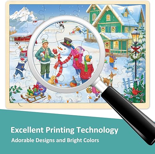 Miniatura 3 de Rompecabezas de Navidad de 48 piezas para niños de 3 a 5 años, rompecabezas de madera para vacaciones de invierno para niños de 4 a 8 años con