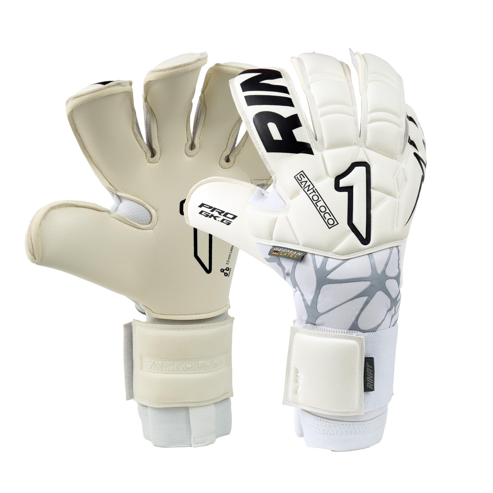 Rinat Santoloco Pro Adult Goalkeeper Gloves, White, Size 7