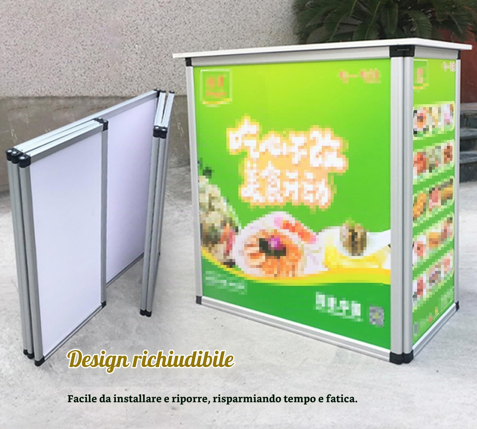 Bancone Fieristico Bancone per Fiere Portatile per Promozione Espositiva, Banco Promozionale Pieghevole per Annunci Stampati, Tavolo da Bar per Leggio Espositivo per Fiere Commerciali, Altezza 29"