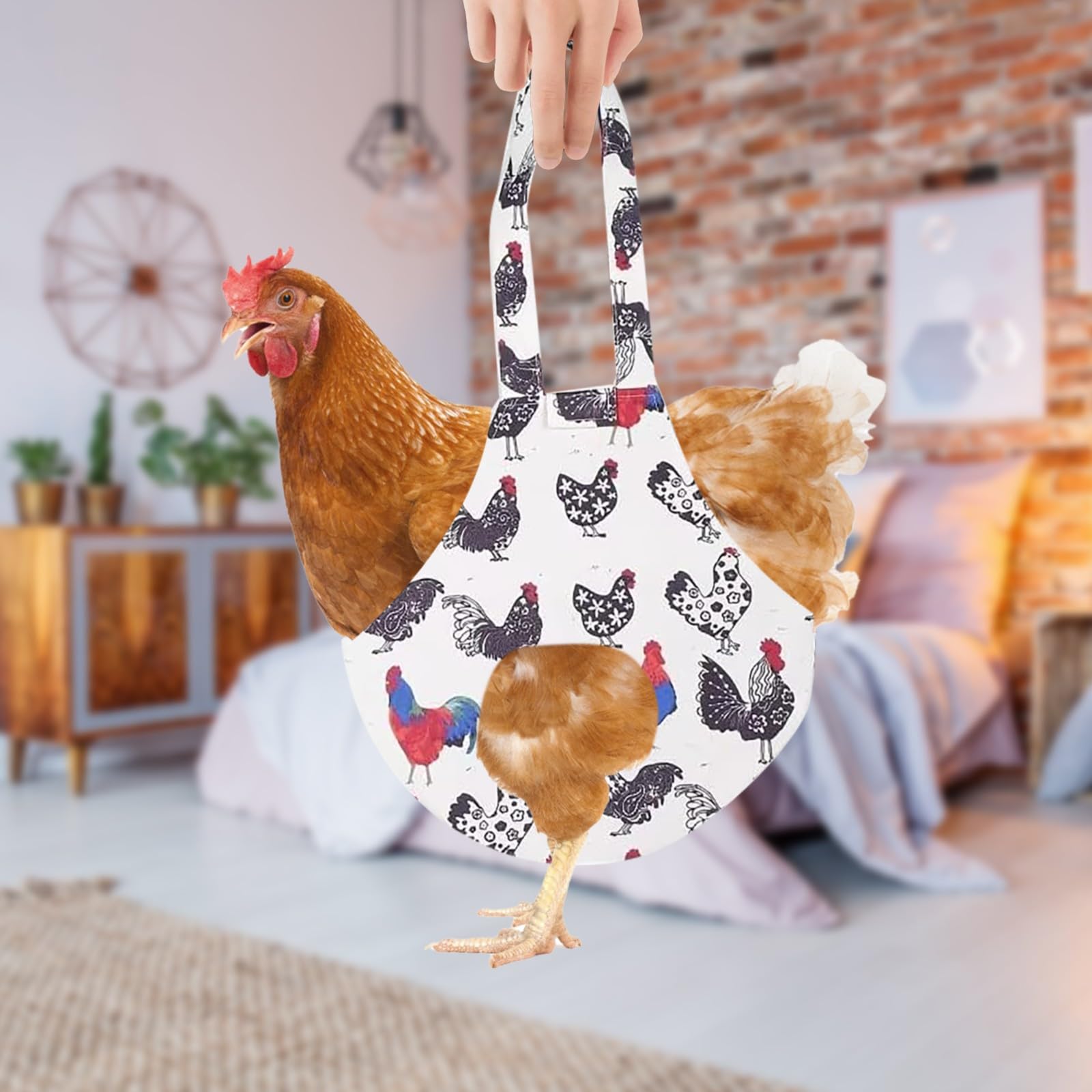 APJYM Chicken Tote Bag – Cottagecore Canvas Bag With Farmhouse Chickens & Wildflowers, Reusable Gift For Chicken Lovers
