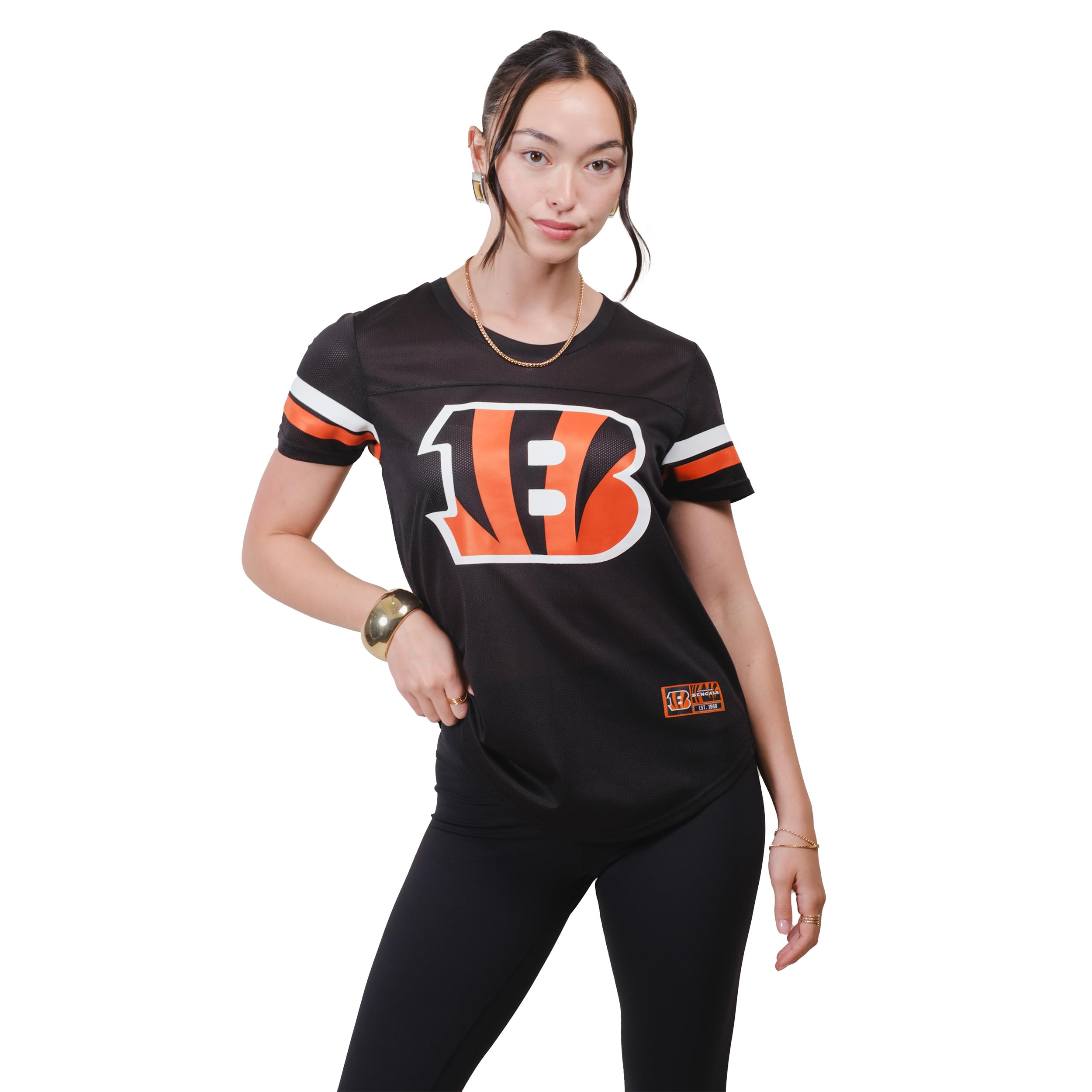 Ultra Game NFL Official Womens Super Soft Mesh Jersey T-Shirt Cincinnati Bengals, Team Color, Large