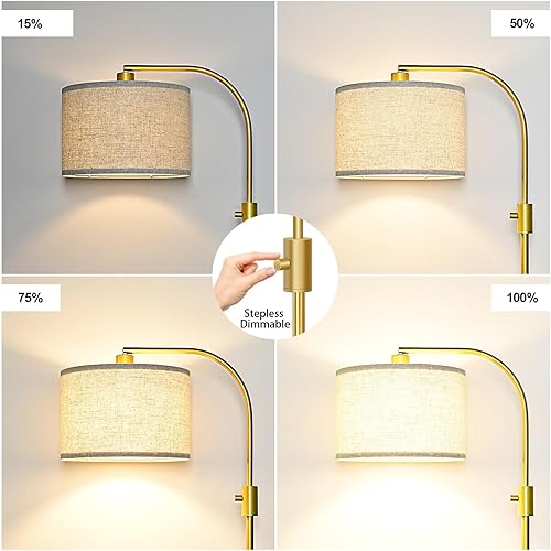 Miniatura 9 de ActualizadaLámpara de pie regulable, bombilla LED Edison de 1200 lúmenes incluida, lámparas de pie de arco para sala de estar, lámpara de pie
