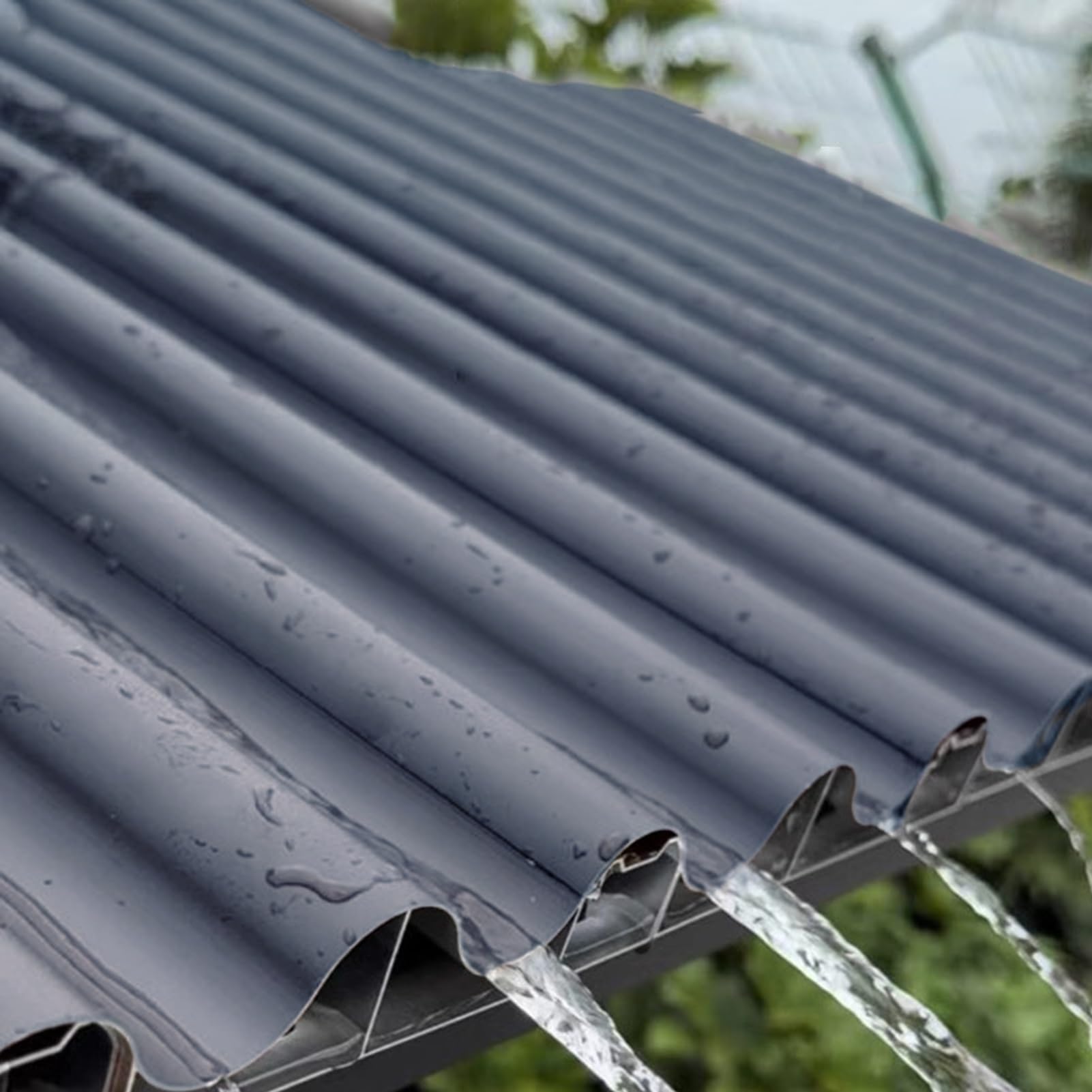 Roofing Sheets Carport Corrugated Metal Fast Drainage, Customizable Replacement Roof Panels/Ridge Cap(Grey,L 1.2m/3.9ft)