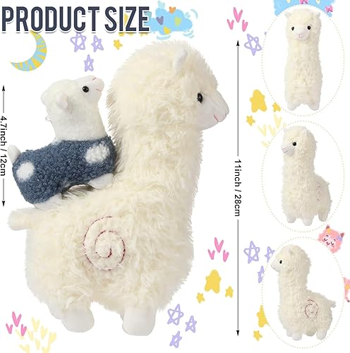 Miniatura 3 de Civaner Animal de peluche de llama con 4 peluches de llama bebé, lindo juego de peluche de alpaca suave Kawaii para niños y niñas, regalo de