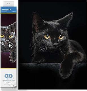 Kits - Midnight Cat, Partial Drill, Round Dotz, Diamond Painting Kits, Diamond Art Kits for Adults, Gem Art, Diamond Art, Kits, 14"x11"