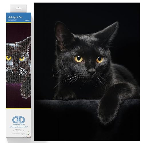 DIAMOND DOTZ Diamond Painting de Animales. Cuadro de Diamantes 5D de Gato Negro. Kit Completo de Pintura…