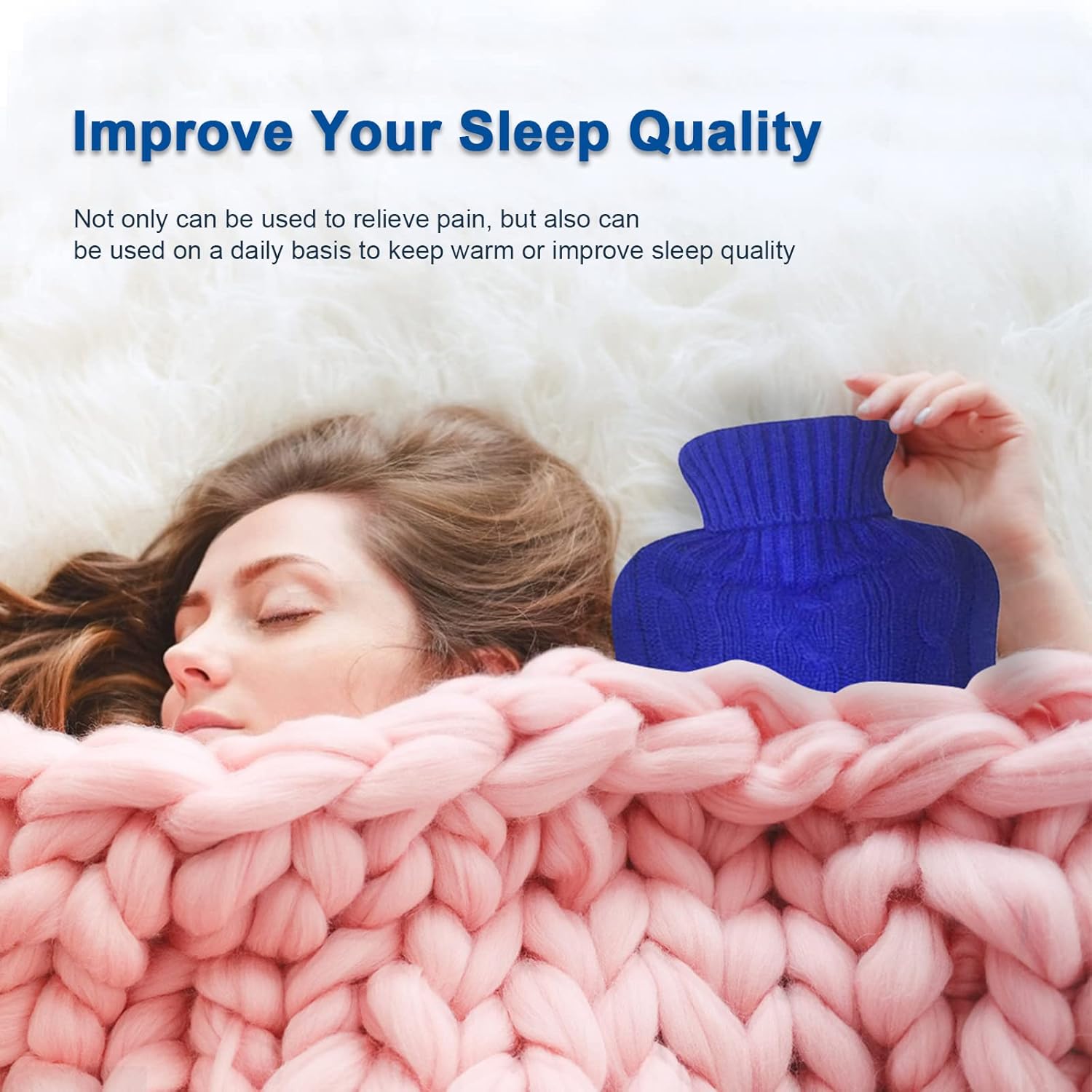 2 Pack Hot Water Bottle with Knitted Cover, Rubber Heat Bag for Pain Relief, Hand Feet Heating Pad, Hot-Water Bottles for Cramps, Hot & Cold Compresses for The Body Bed Warmer - 2 Liter : Health & Household