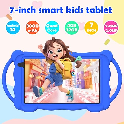 Miniatura 6 de Nyxolaria Tableta infantil de 7 pulgadas para niños, Tableta de aprendizaje para niños de 32 GB ROM con estuche protector, aplicaciones educativas