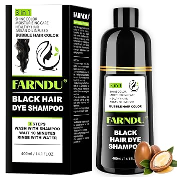 Black Hair Dye Shampoo, 3 in 1 Hair Color Shampoo for Women Men Gray Hair Coverage