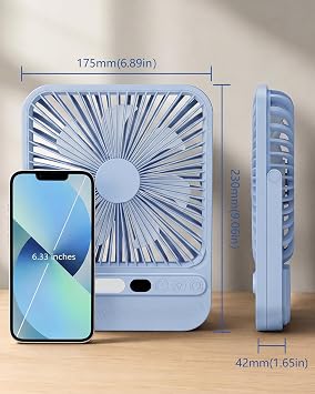 8000mAh Ultra-Thin Portable Travel Fan with Timer, Light&LED Display