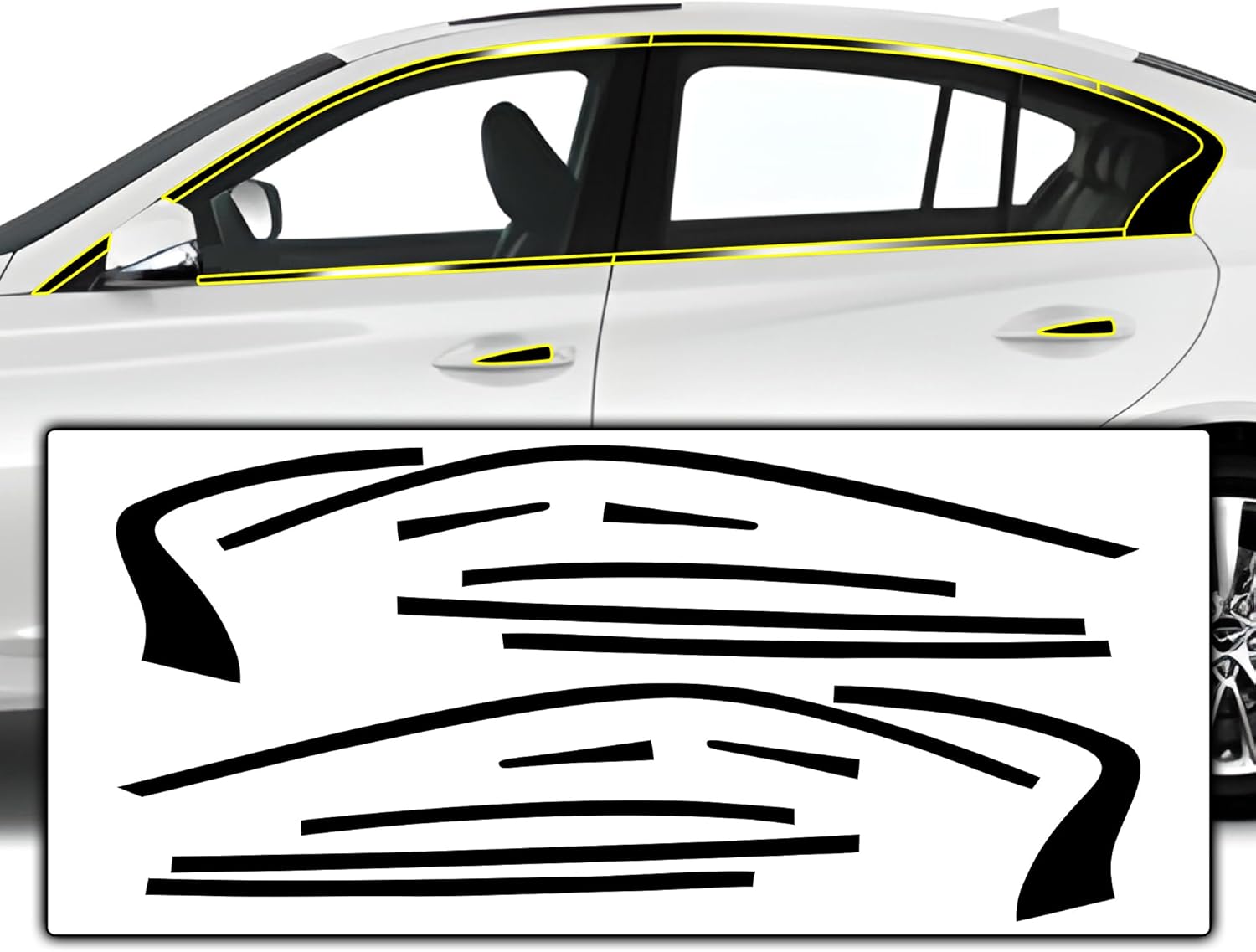 BOGAR TECH DESIGNS Side Window Chrome Delete Overlay Compatible with Infiniti Q50 2018-2024, Gloss Black