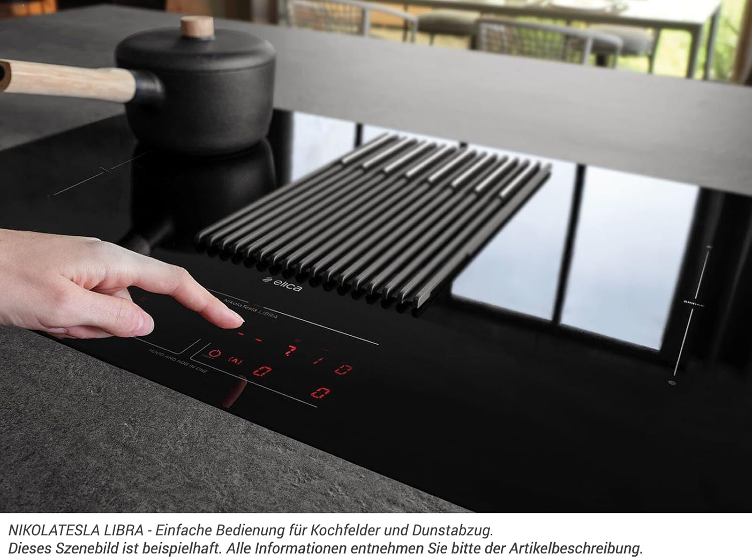 Elica; Piano cottura con cappa aspirante NIKOLATESLA LIBRA BL/A/83; Color: vetro nero [Classe di efficienza energetica A]