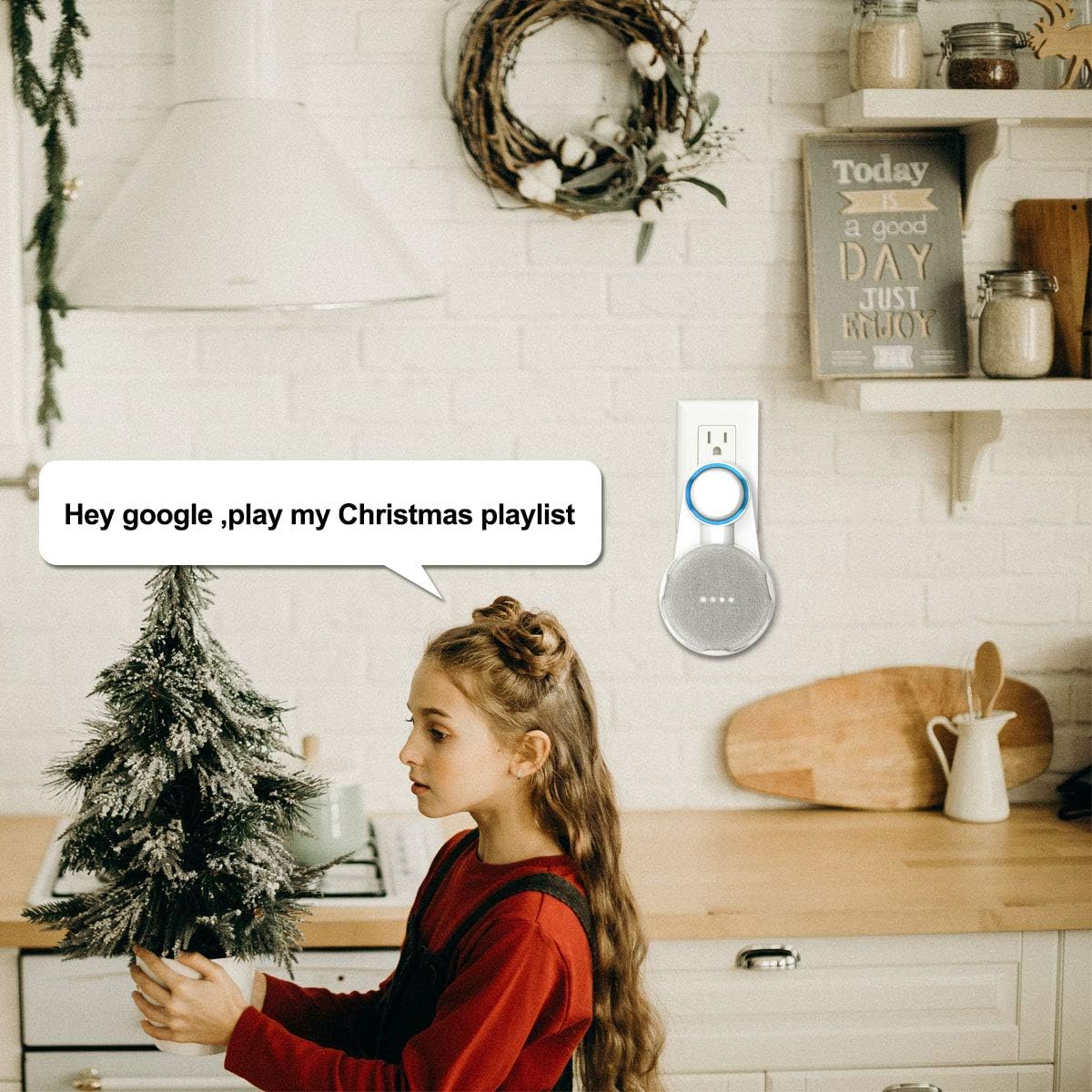 HomeMount Wall Mount for Google Home Mini and Google Nest Mini (2nd Gen),Space-Saving Accessories Outlet Holder for Google Mini Assistant (White)