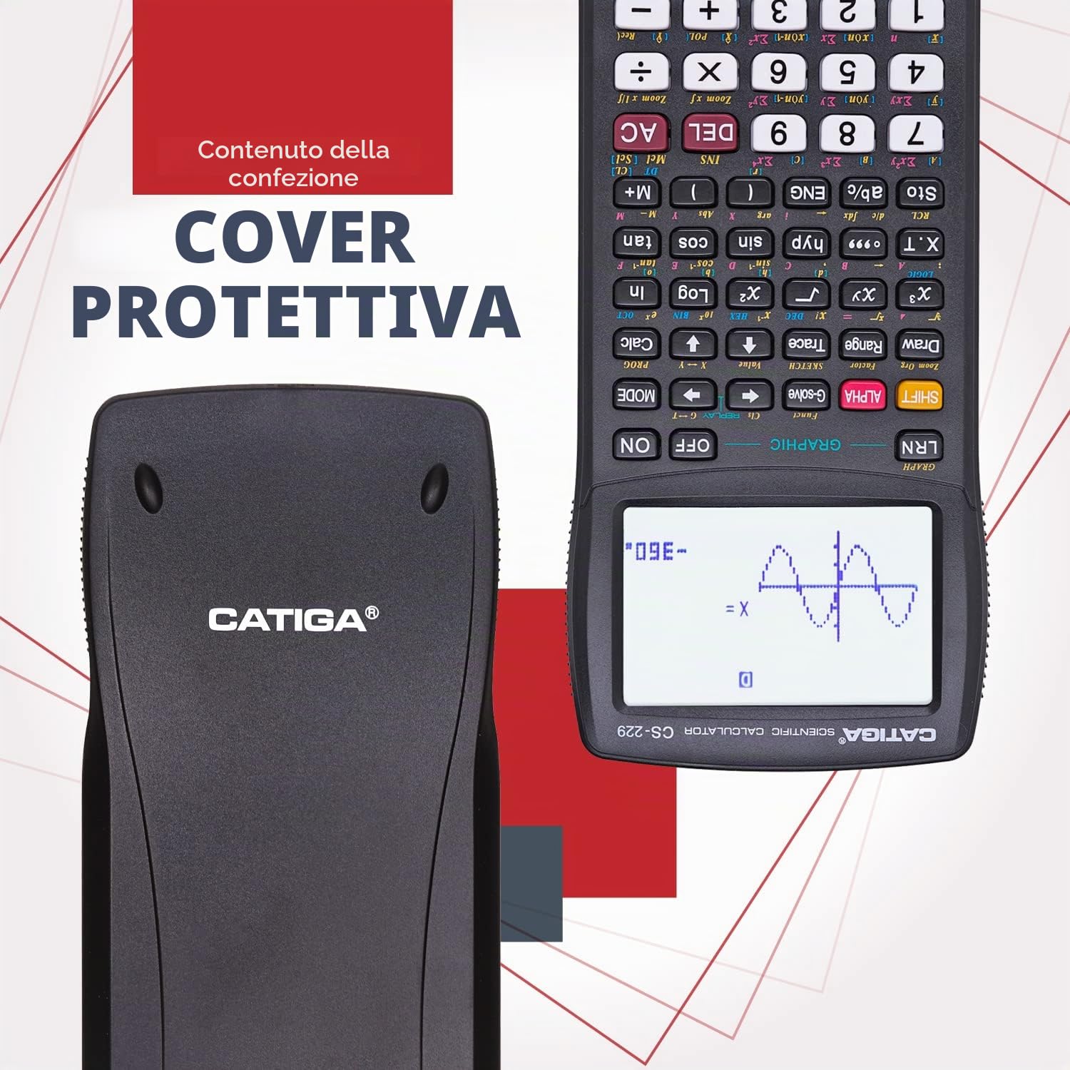 CATIGA Calcolatrice scientifica con funzioni grafiche, modalità multiple con interfaccia utente intuitiva per principianti e corsi avanzati, liceo o università, CS-229