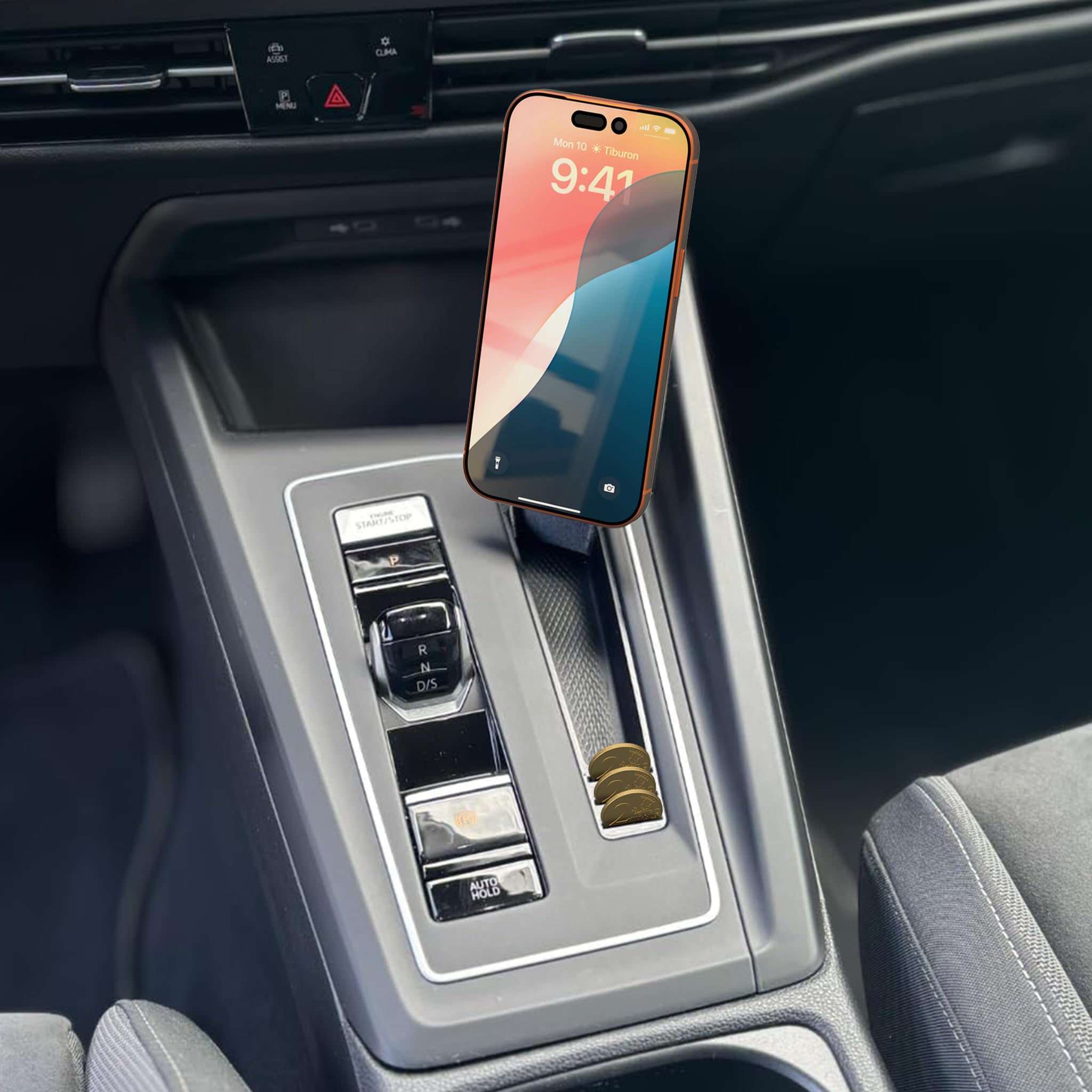 Generisch Handyhalterung für VW Golf 8 & 8.5, kompatibel mit MagSafe | Präzise Passform & Vibrationsfrei | Extra Starker Magnet & Münzfach | Auto Zubehör