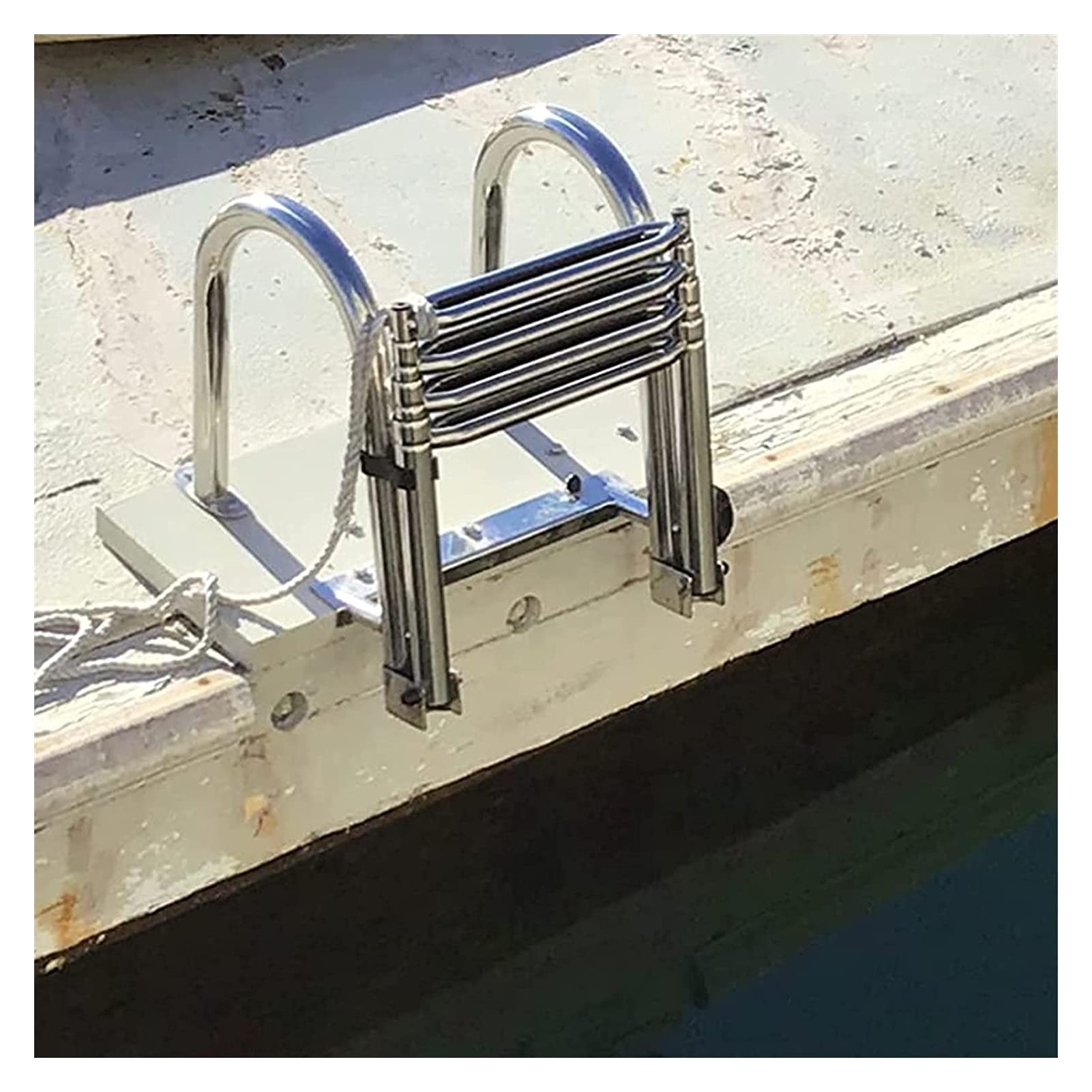 Échelle de piscine pour bateau pliable pour remonter à bord facilement sans glisser