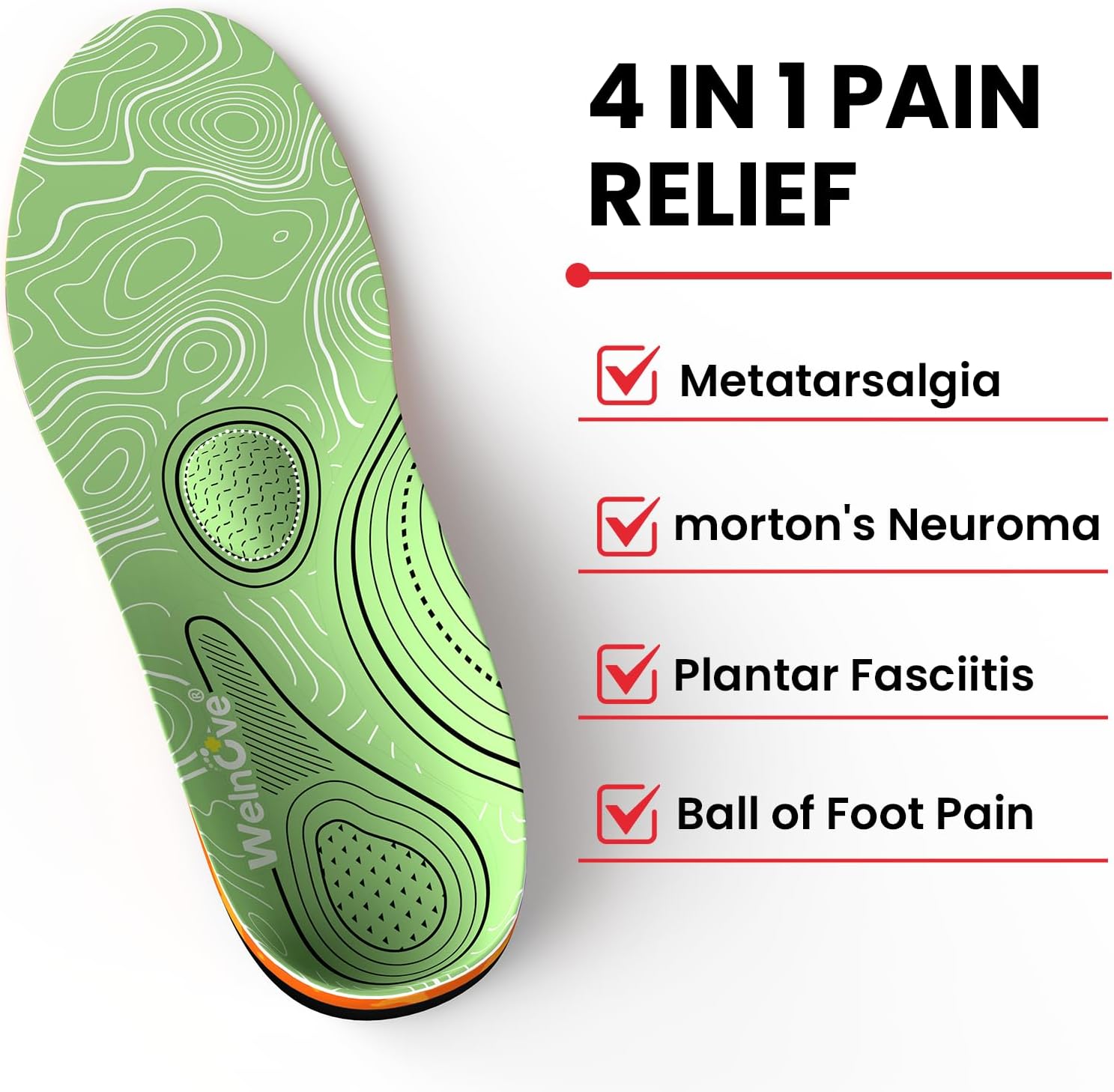 Metatarsal Pain Relief Insoles Morton's Neuroma Shoe Insert for Men & Women Relieve Ball of Foot Pain,Metatarsalgia,Arch Support Insoles for Standing or Walking All Day-L - Image 2