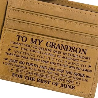 Rxan to My Grandson Wallet Christmas Birthday Graduation Wedding Xmas Gift Letter Engraved Letter Wallet New, to My Grandson (to My Grandson)