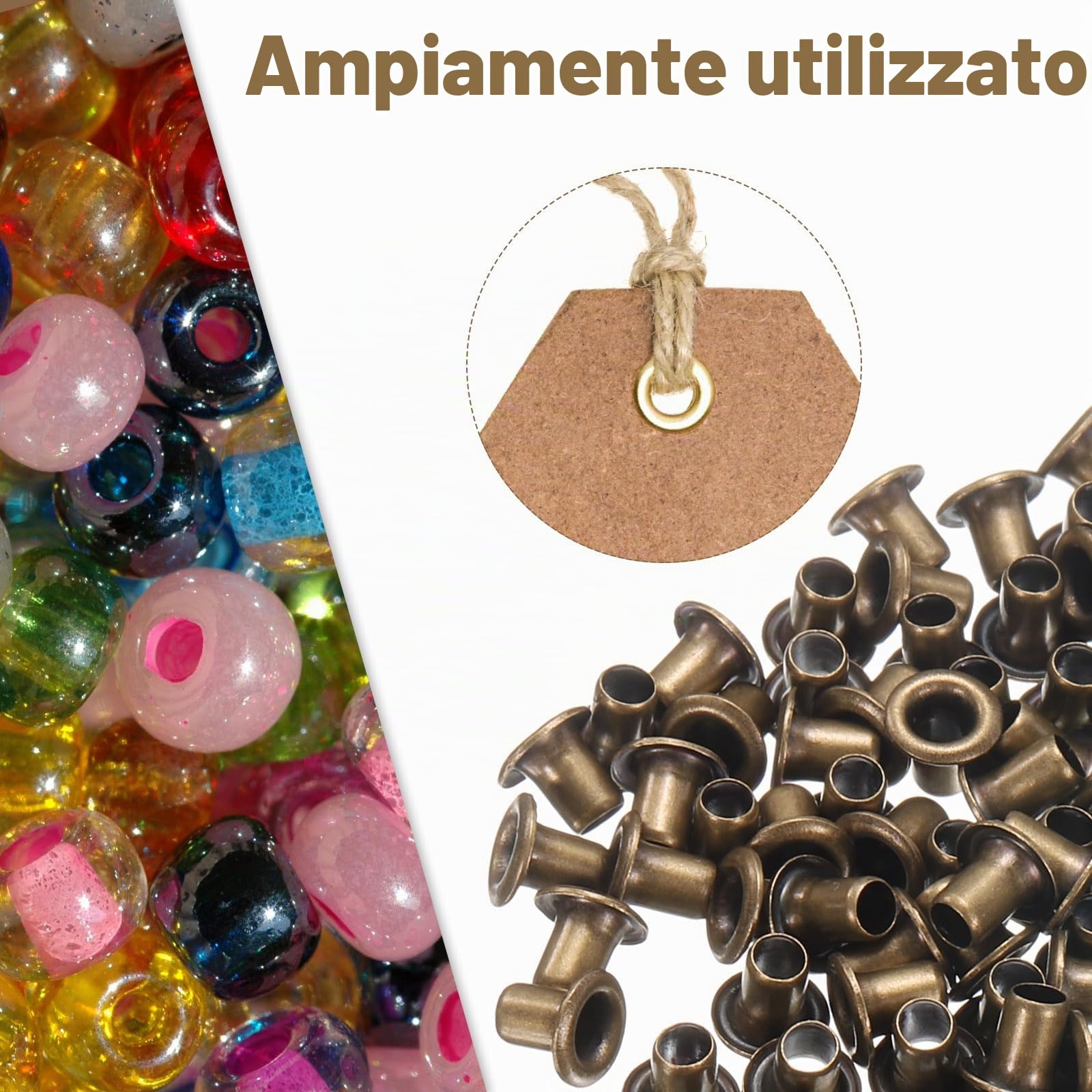 QUARKZMAN 50Set Occhielli per Teloni 3mm 1/8" Occhiello Strumento Metallici in Ottone con Rondelle per Tende in Tessuti Cinture in Pelle Scarpe Borse Fai Da Te, Argento