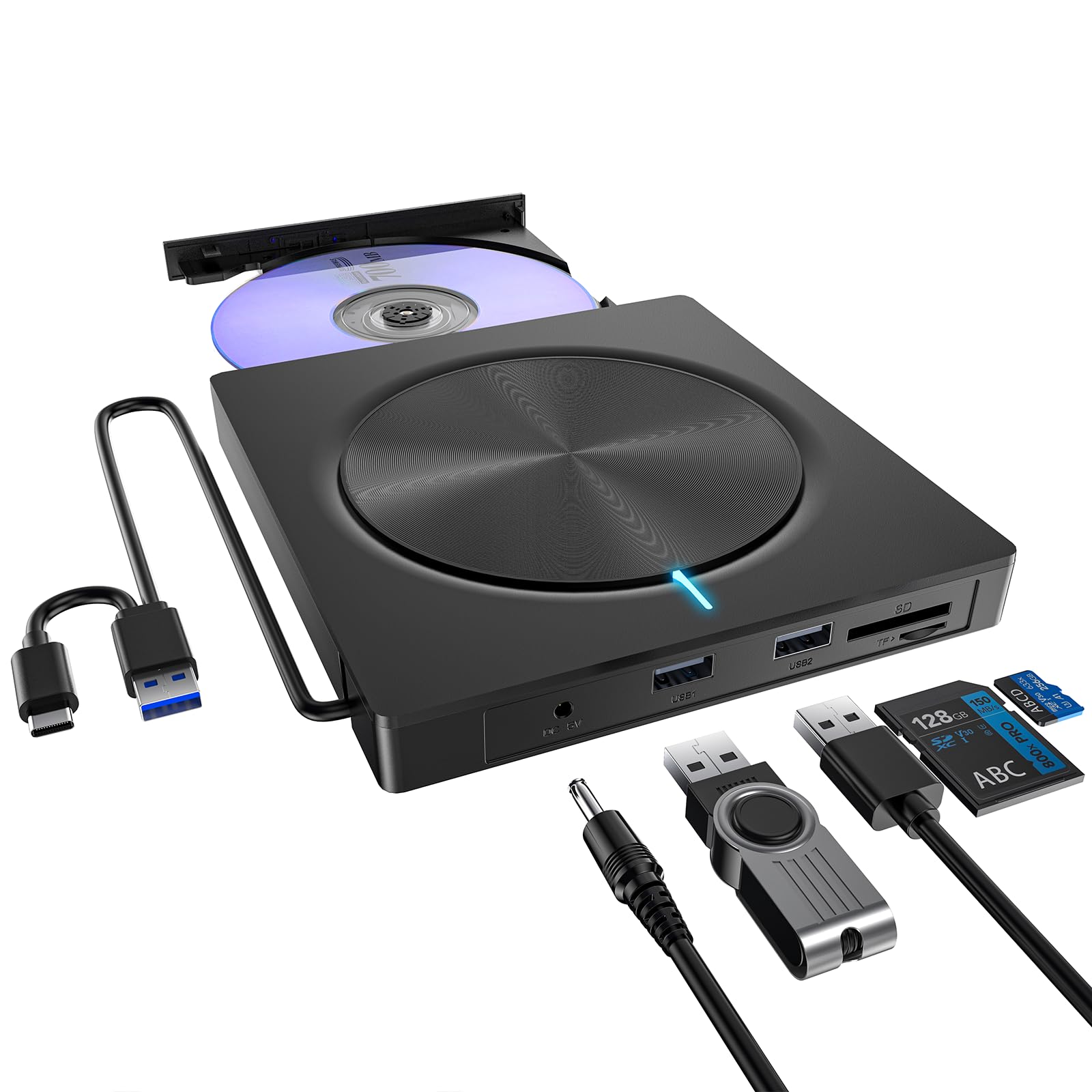 Amazon.co.jp: CD DVDドライブ 外付け【5in1、1台多役、USB3.0＆Type-C