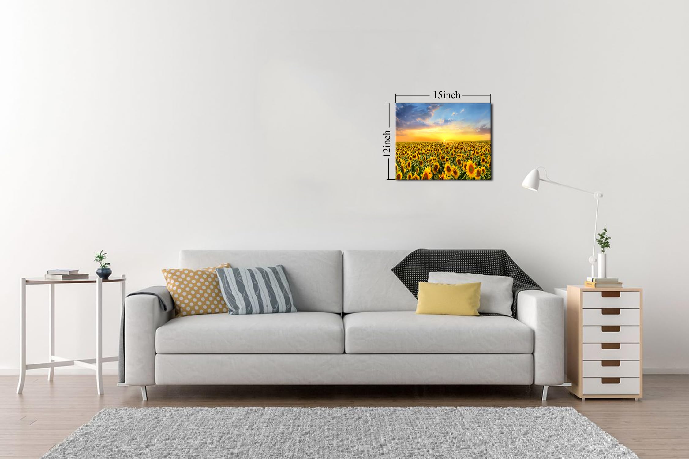 Small Sunflower Canvas Wall Art Sunset Floral Wall Decor Flower Pictures For Living Room Bedroom Bathroom 12