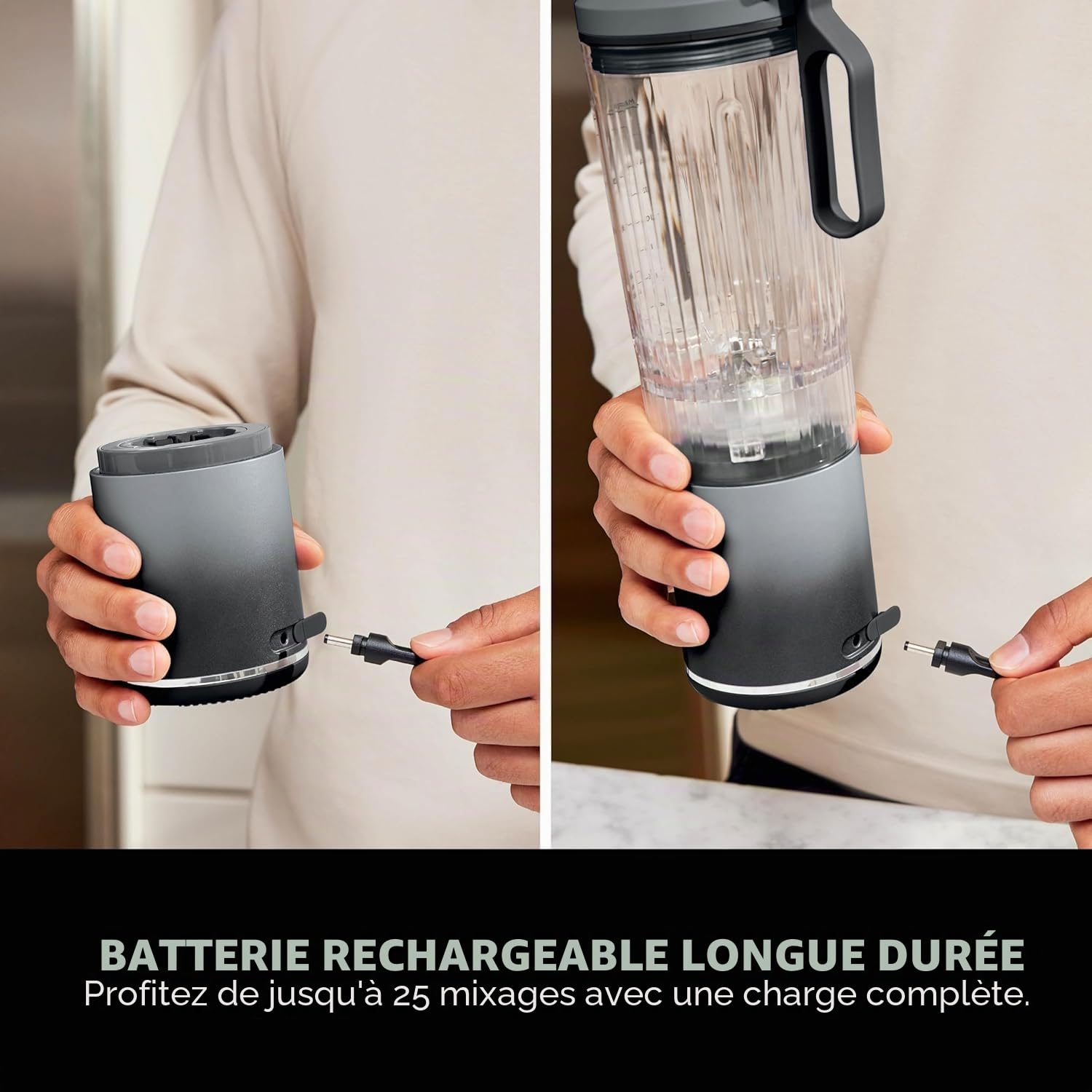 Ninja Blast Max BC251EUGY Mixeur portable, 570 ml, batterie rechargeable, tasse de mélange et couvercle anti-fuite, 3 fonctions de mélange, permet de préparer des smoothies, des boissons protéinées